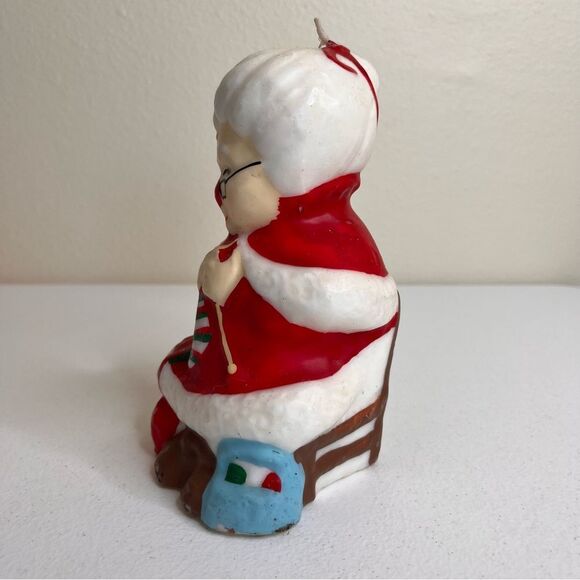 Vintage Mrs Claus Wax Candle Home Decor Christmas Winter Holiday Nostalgic 7 In - Picture 3 of 13